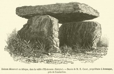 Dolmen discovered in Africa, in the El-Arouna Valley, Kabylie (engraving) by French School