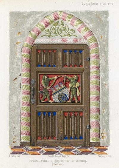 Door in the town hall of Luneburg by French School