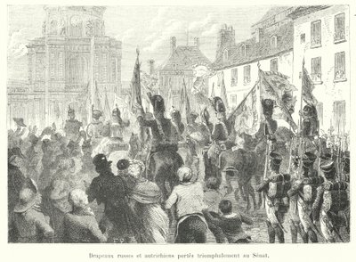 Russian and Austrian Flags Triumphantly Carried to the Senate by French School