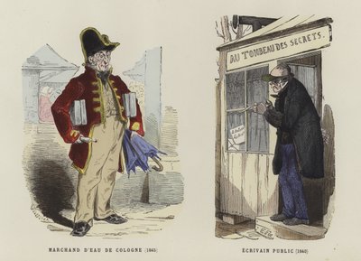 Eau de Cologne Seller, 1845, and Public Writer, 1840 by French School