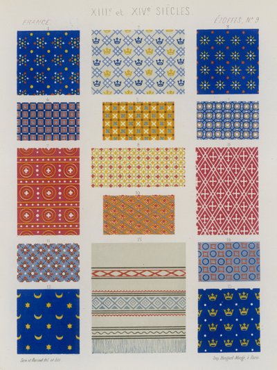 Embroidered fabrics of 13th and 14th century France by French School