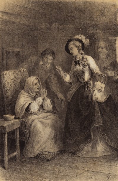 Empress Maria Theresa of Austria visiting a housebound poor woman by French School