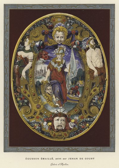 Enamelled Escutcheon Painted by Jean Decourt, 16th Century by French School