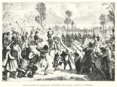 Enthusiasm of the Populations at the Arrival of French Troops in Poland (engraving) by French School