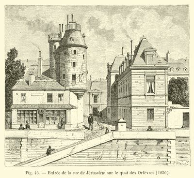 Entrance to the Rue de Jerusalem on the Quai des Orfèvres, 1850 by French School