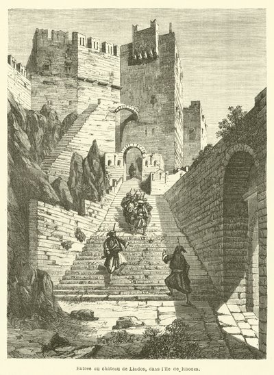 Entrance to the Castle of Lindos, on the island of Rhodes by French School