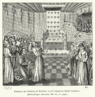 Meeting of Godfrey of Bouillon and Emperor Alexios Komnenos by French School