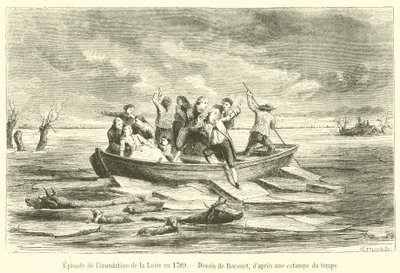 Episode of the flooding of the Loire in 1789 by French School
