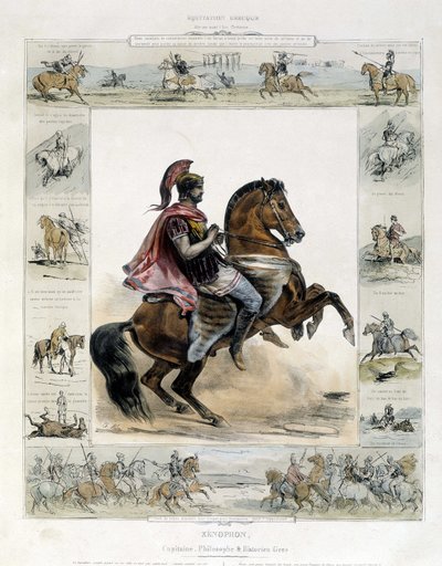 Equestrian portrait of Xenophon - in Picturesque history of ancient and modern riding by Charles Aubry by French School