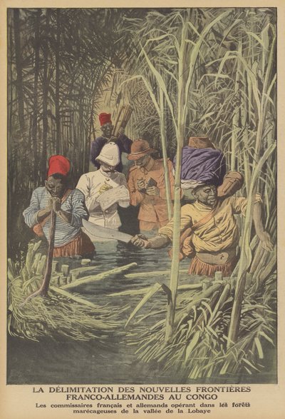 Establishing the border between French and German territories in the Congo by French School