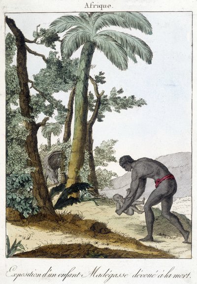 Exhibition of a Madegasse Child Devoted to Death. 1811 by French School