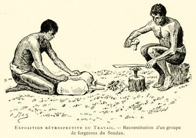 Retrospective Exhibition of Work, Reconstruction of a Group of Blacksmiths from Sudan by French School