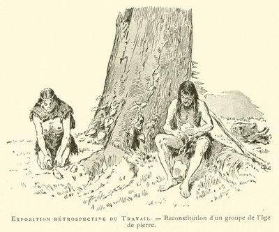Retrospective Exhibition of Work, Reconstruction of a Group from the Stone Age by French School