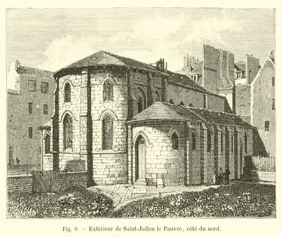 Exterior of Saint-Julien le Pauvre, north side by French School
