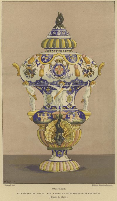 Faience de Rouen Water Fountain with the Arms of the House of Montmorency-Luxembourg by French School
