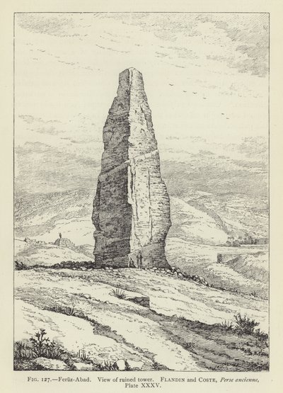 Feruz-Abad, View of Ruined Tower by French School