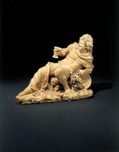 Figure of Bacchus Reclining with a Glass of Wine by French School