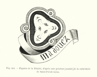 Figures of the Trinity, After a Mural Painting in the Cathedral of Saint-Pol-de-Leon (engraving) by French School