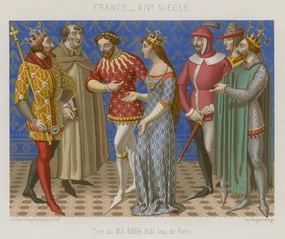 Figures in 14th-Century French Clothing by French School