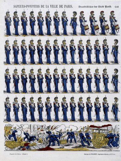 Fire fighters of the city of Paris - Image of Epinal, circa 1852 by French School