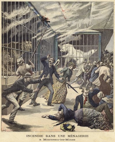 Fire in the zoo at Montceau-les-Mines by French School