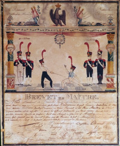 First Empire: Master of Arms Certificate in 1813. Fencing Diploma, Paris, Musee de l