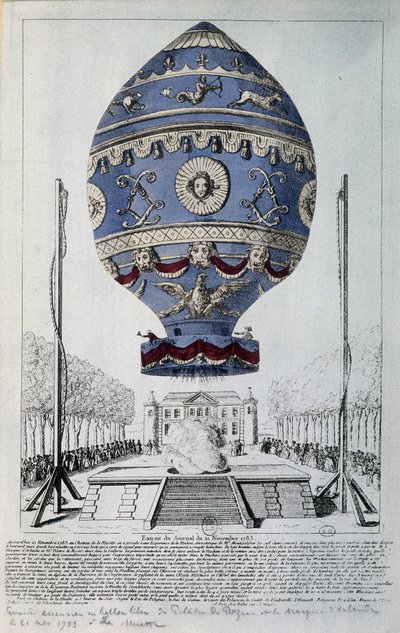 First Human Flight of Pilâtre de Rozier on 21 November 1783 by French School