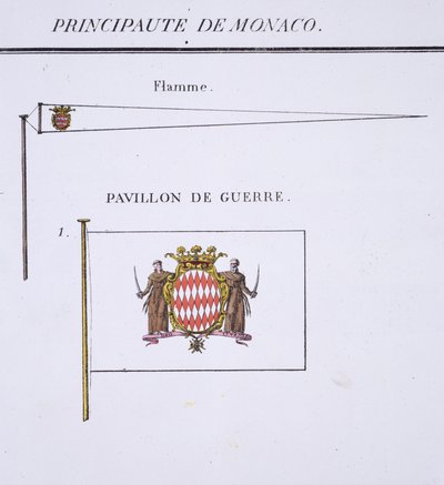Flags from Monaco, from a French book of Flags, c.1819 by French School