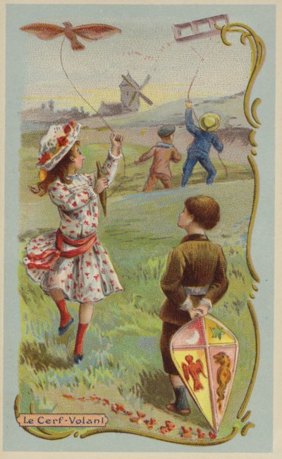 Flying kites by French School
