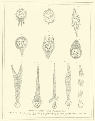 Forms of comets after the historian Pliny by French School