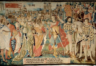 Founding of the city of Reims: Remus married his daughter to King Francus, son of Hector. Tapestry of 
