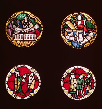 Four windows depicting scenes from the Life of Christ, from the Chapelle du Rosaire by French School