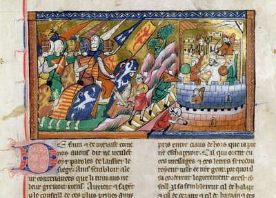 An English army attacking a castle, from the 
