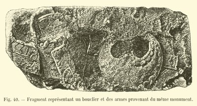 Fragment representing a shield and weapons from the same monument by French School