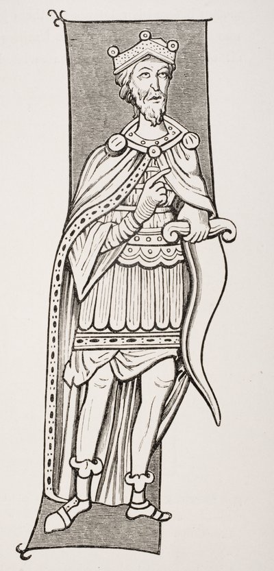 Frankish Chief or King Armed with a Scramasax, after a 9th Century Miniature, from 