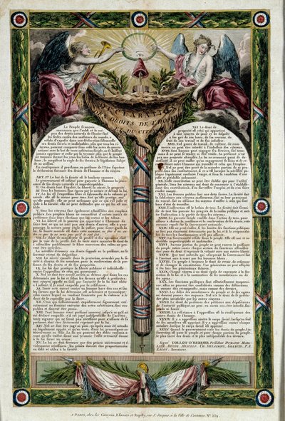 French Revolution: poster of the declaration of human rights by French School