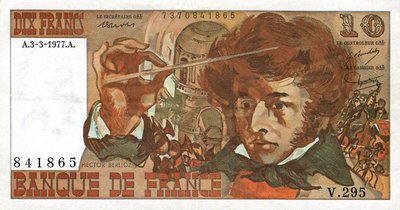 French banknote with the effigy of the French composer Hector Berlioz by French School