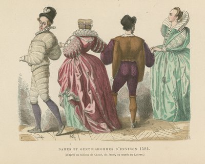 French Ladies and Gentlemen of c1584 by French School