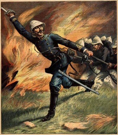 French Officer in Tonkin (Indochina) during a Battle against the Chinese Army; 1891 by French School