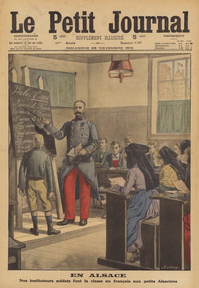 French Soldier Teaching a Class of Schoolchildren French in Alsace by French School