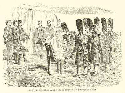 French soldiers and the portrait of Napoleon