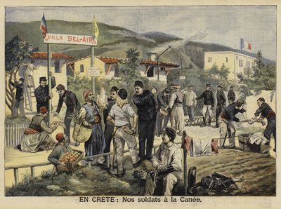 French troops in Chania, Crete, 1897 by French School