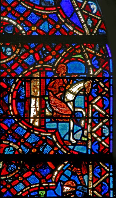 From window w12, the Good Samaritan window; the traveller leaves town cured? by French School