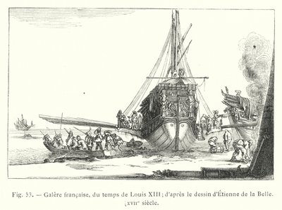 French Galley from the Time of Louis XIII; After the Drawing by Etienne de la Belle, 17th Century by French School