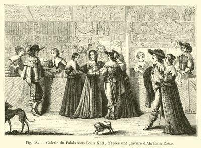 Gallery of the Palace under Louis XIII, after an engraving by Abraham Bosse by French School
