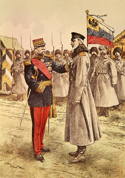 General Pau Gives a French Decoration to the Russian Commander in Chief, Grand Duke Nicholas by French School