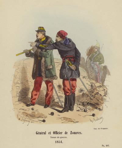 General and Officer of Zouaves, War Uniform by French School