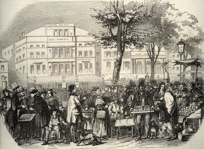 General view of the boulevard du Temple in Paris - street vendors - Paris - Engraving in 