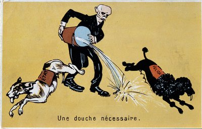 Georges Clemenceau Separates Church and State with a Water Jump for Two Dogs by French School