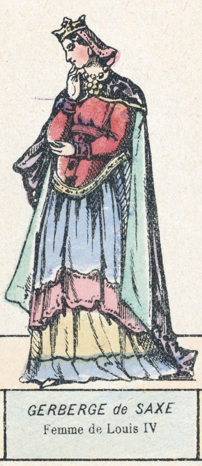Gerberge of Saxony, Wife of Louis IV (engraving) by French School